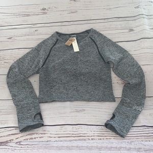 Pink By Victoria Seamless Workout Cropped Crew Size XS Gray